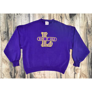 Vintage 90s Jerzees Super Sweats Mens L Sweatshirt Made In USA Ski Band of Gold.